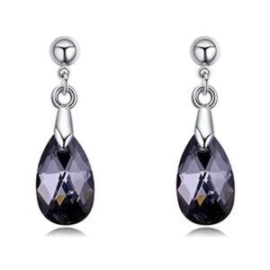 Austrian Crystal Teardrop Earrings Silver Tone